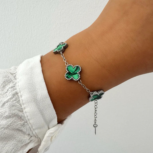 GOURMETTE VAN CLEEF ALHAMBRA GREEN ONYX WHITE GOLD