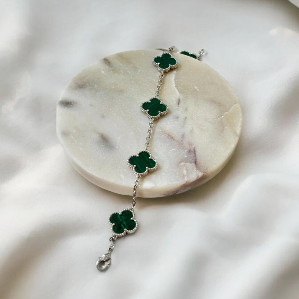 GOURMETTE VAN CLEEF ALHAMBRA GREEN ONYX WHITE GOLD