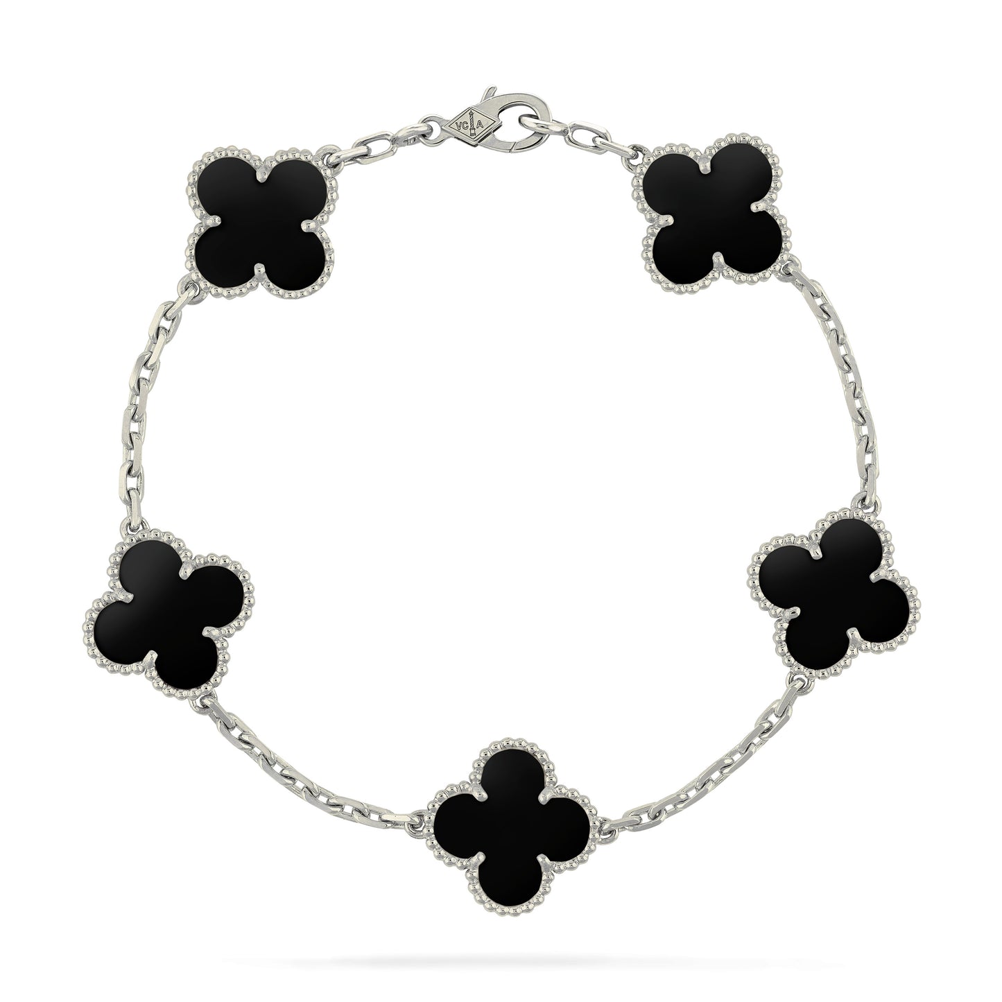 GOURMETTE VAN CLEEF ALHAMBRA NOIR ONYX WHITE GOLD