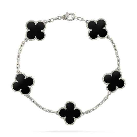 GOURMETTE VAN CLEEF ALHAMBRA NOIR ONYX WHITE GOLD