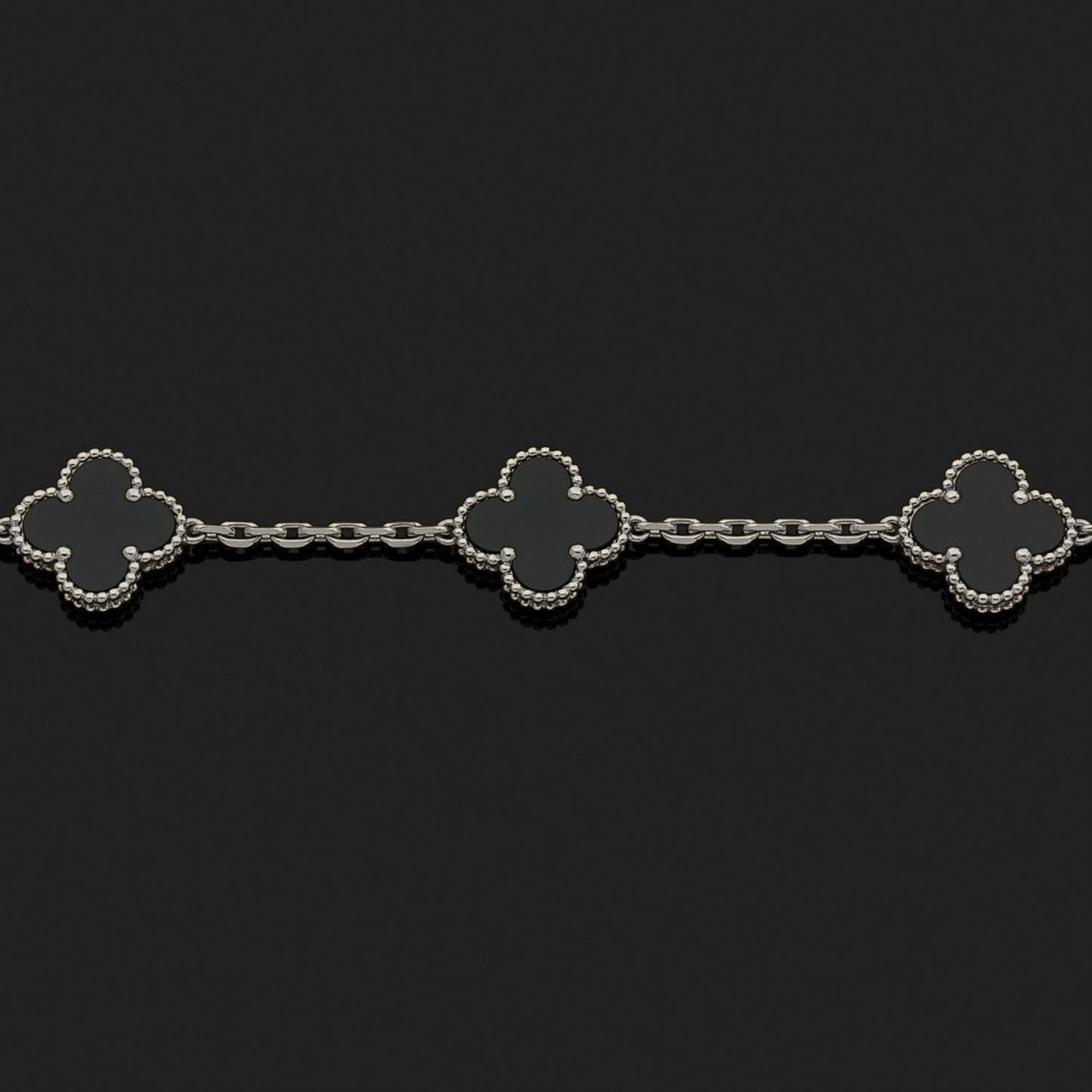 GOURMETTE VAN CLEEF ALHAMBRA NOIR ONYX WHITE GOLD