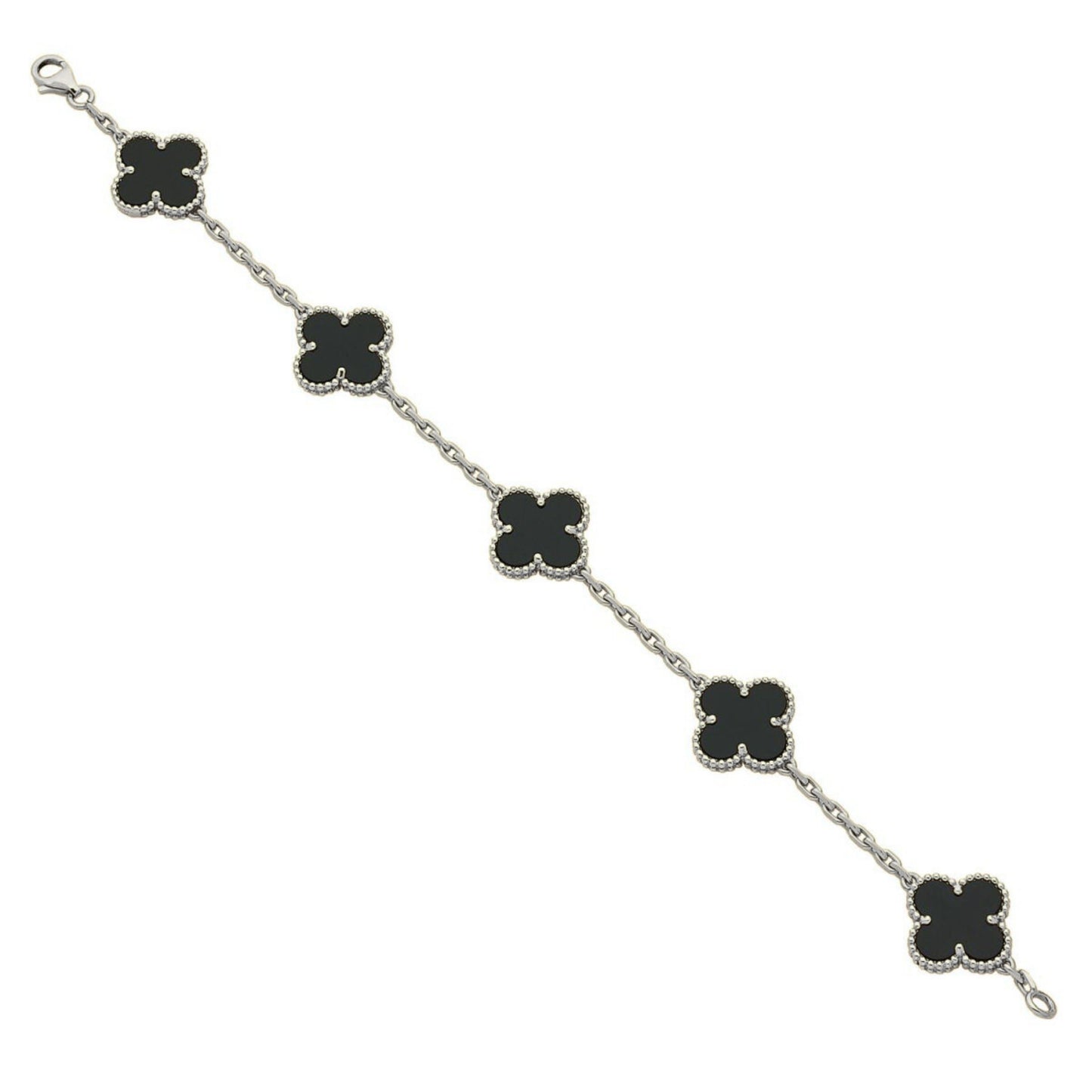 GOURMETTE VAN CLEEF ALHAMBRA NOIR ONYX WHITE GOLD